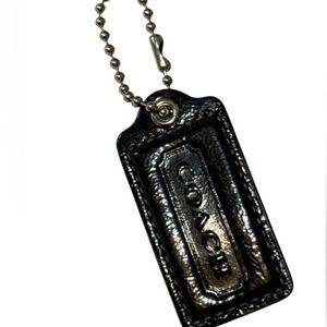COACH Black Patent Leather Bag Charm Keychain Hang Tag Small   1.5" x 1"